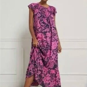 Anthropologie Boho Floral Pink and Purple Women's Dress
